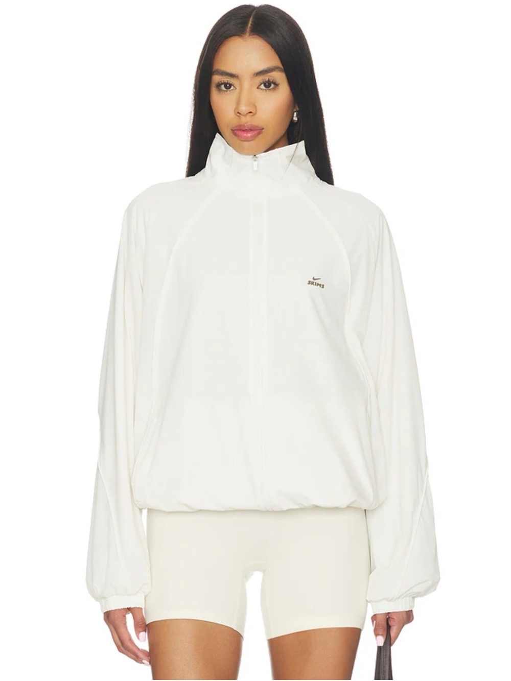 NWT Nike Skims Stretch Nylon Oversized Track Jacket Ivory XS